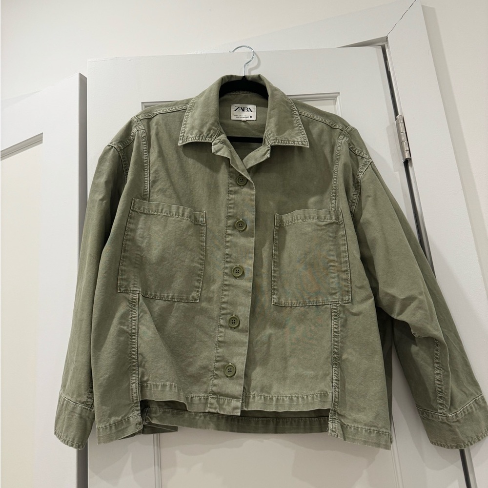 Zara Cropped Army Green Jacket